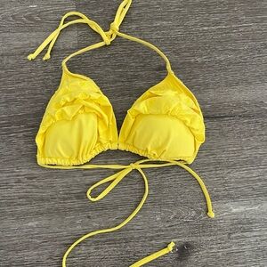 Yellow Ruffled Bikini Top